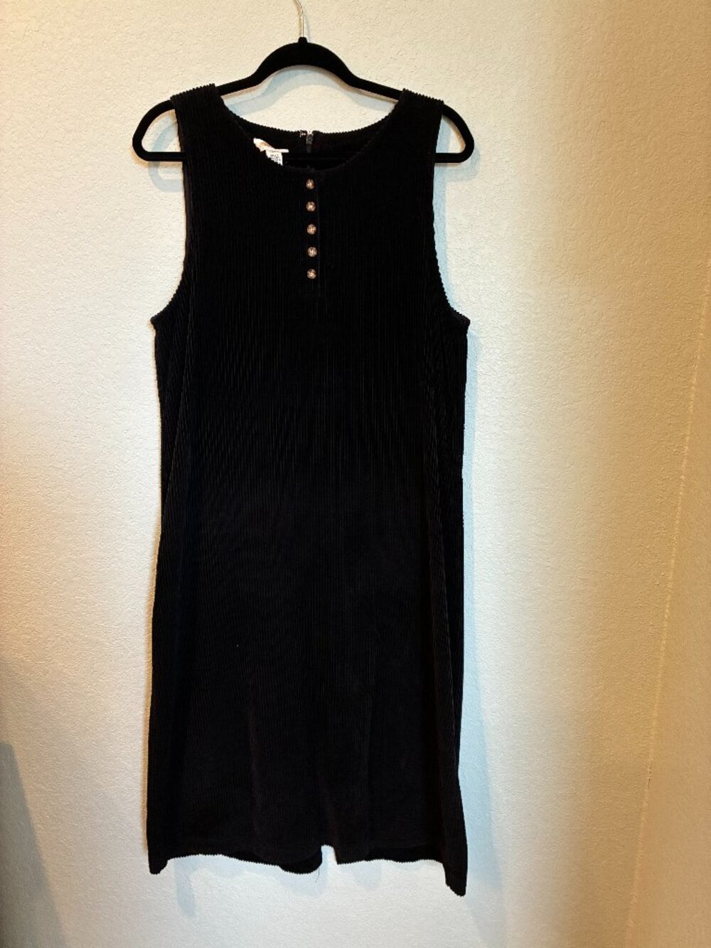 Vintage Talbots Petites Black Corduroy Jumper Dress Size 12